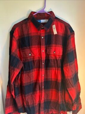 Old Navy Red and Black Plaid Button-Down Shirt